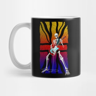 Skeleton Guitar Player, Playing Rock And Roll, Heavy Metal with UK flag in rainbow colors Mug